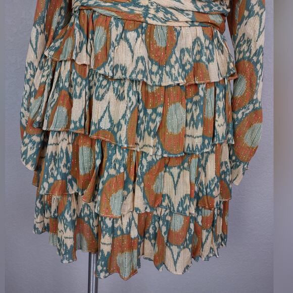 ULLA JOHNSON Naiya Dress Metallic Ruffle Mini Size 6 - Picture 13 of 16